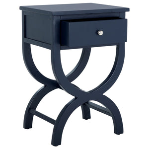 Safavieh Maxine Accent Table With Storage Drawer  XII23 Navy Wood AMH6608G