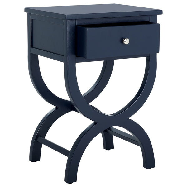 Safavieh Maxine Accent Table With Storage Drawer  XII23 Navy Wood AMH6608G