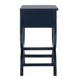 Safavieh Maxine Accent Table With Storage Drawer  XII23 Navy Wood AMH6608G