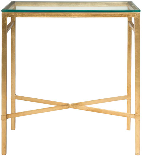 Viggo Antique-Inspired Side Table With Clear Tempered Glass - Glamorous Accent For Any Space