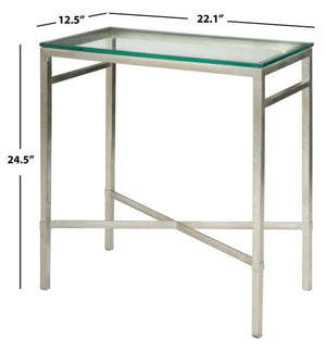 Viggo Antique-Inspired Side Table With Clear Tempered Glass - Glamorous Accent For Any Space