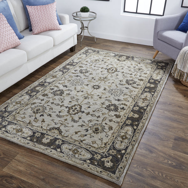 Feizy Rugs Eaton Hand-tufted Wool Oriental Rug - Timeless Persian Design For Elegant Home Décor And Style Gray,Ivory,Taupe Wool 6548399fgry000h50