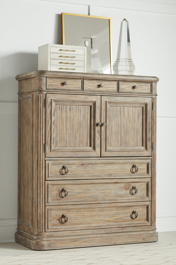 A.R.T. Furniture Architrave New Traditional Door & Drawer Chest - Almond Pine Finish, Cedar-lined Drawers, Adjustable Shelves Brown Material, Pine Solids And Veneer,Metal 277152-2608