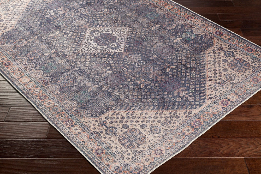 Livabliss Amelie Traditional Chenille Polyester Accent Rug Plush Low Pile for Entryway or Bath Deep Teal, Ice 2'7" x 7'10" AML2307-27710