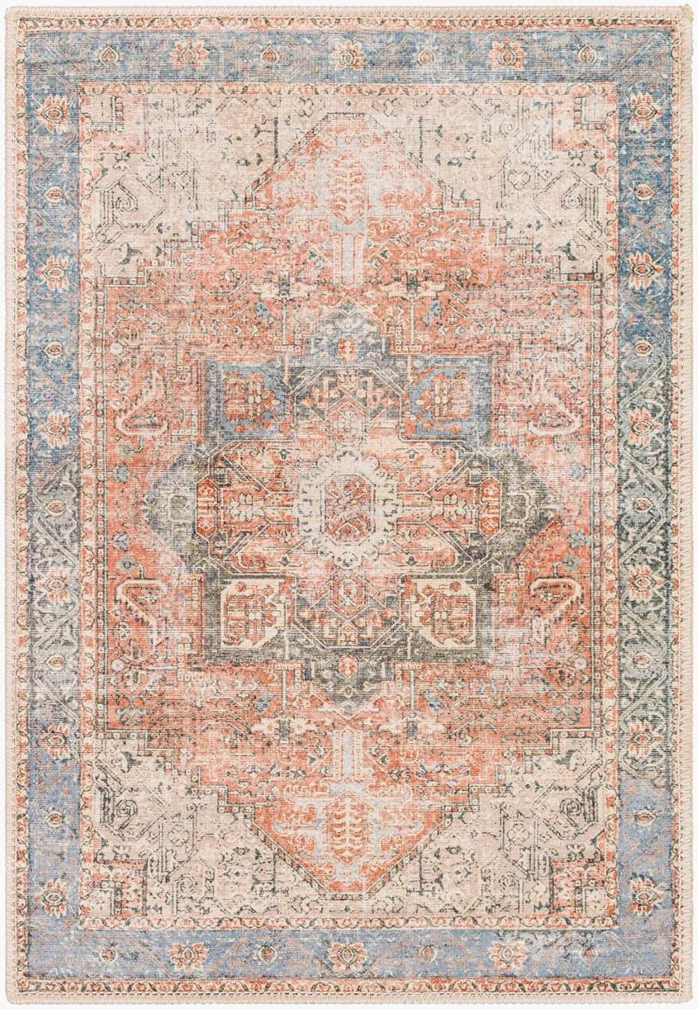 Livabliss Amelie Flatweave Chenille Cotton Rug with Traditional Pattern for Entryways and Hallways Rust, Light Gra 2' x 2'11" AML2309-23