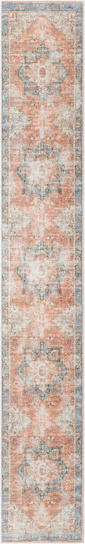 Livabliss Amelie Flatweave Chenille Cotton Rug with Traditional Pattern for Entryways and Hallways Rust, Light Gra 2'7" x 20' AML2309-2720