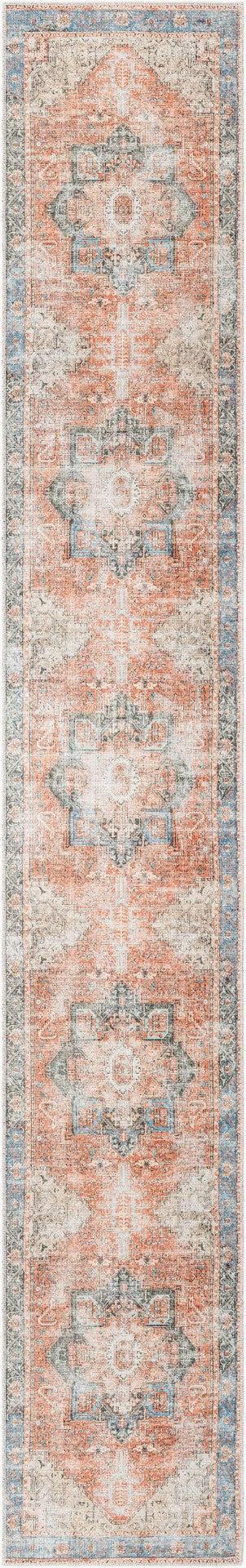 Livabliss Amelie Flatweave Chenille Cotton Rug with Traditional Pattern for Entryways and Hallways Rust, Light Gra 2'7" x 20' AML2309-2720