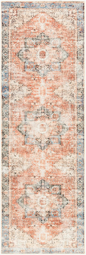 Livabliss Amelie Flatweave Chenille Cotton Rug with Traditional Pattern for Entryways and Hallways Rust, Light Gra 2'7" x 7'10" AML2309-27710