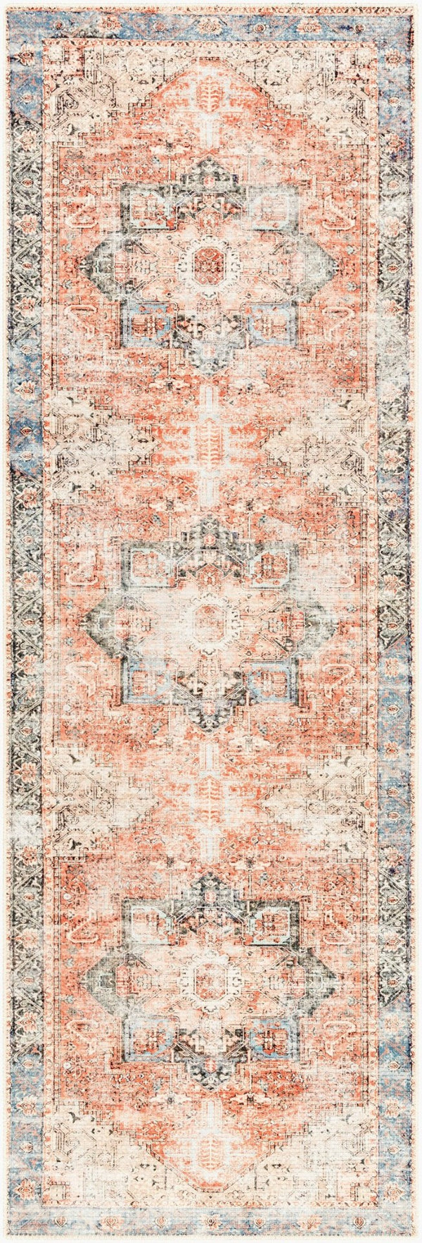 Livabliss Amelie Flatweave Chenille Cotton Rug with Traditional Pattern for Entryways and Hallways Rust, Light Gra 2'7" x 7'10" AML2309-27710
