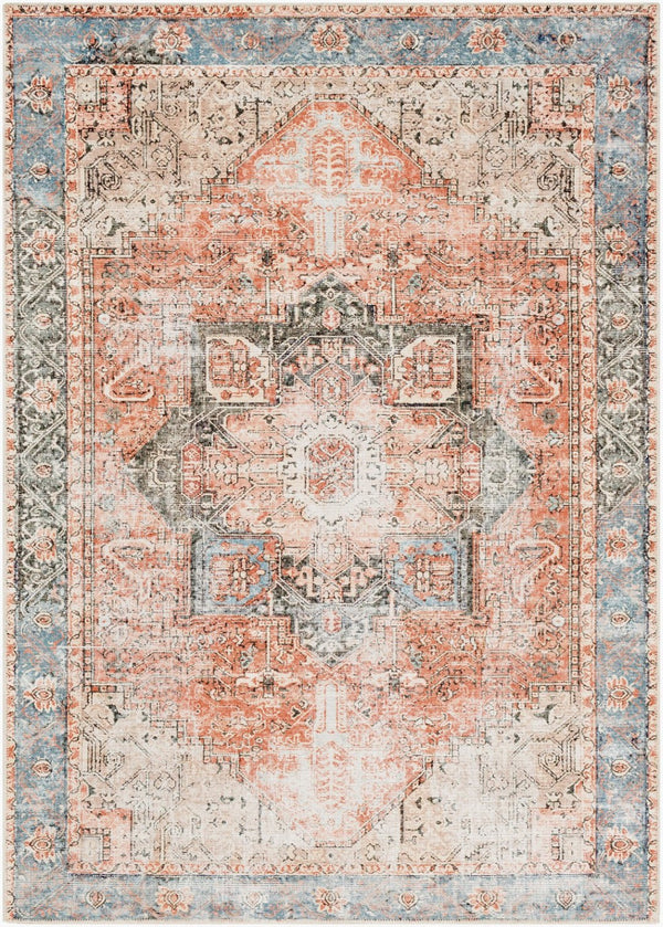 Livabliss Amelie Flatweave Chenille Cotton Rug with Traditional Pattern for Entryways and Hallways Rust, Light Gra 6'7" x 9' AML2309-679