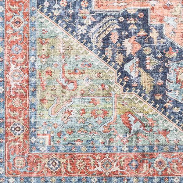 Livabliss Amelie Soft Chenille Traditional Accent Rug for Entryway Bathroom or Beside Bed Navy, Peach 2'7" x 18' AML2311-2718