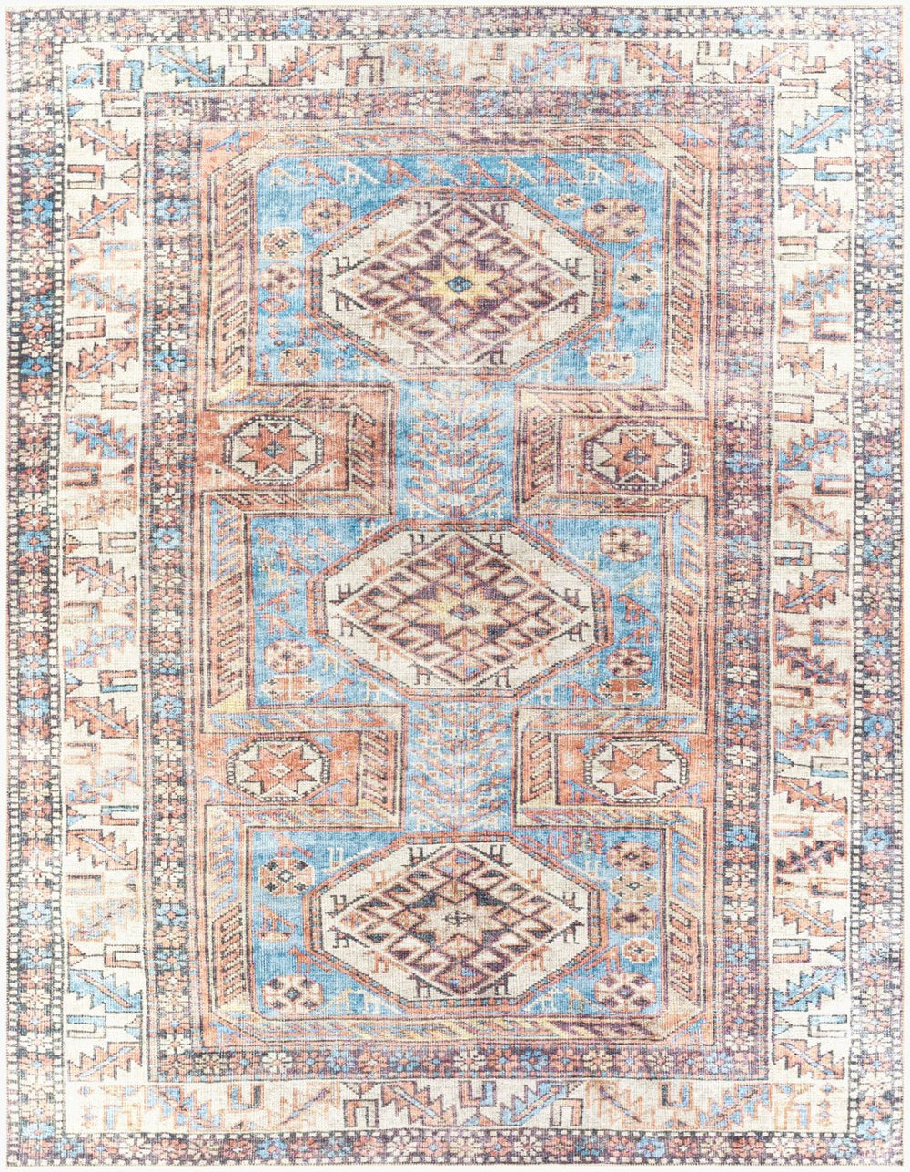 Livabliss Amelie Traditional Chenille Machine Woven Accent Rug for Entryway or Console Table Slate, Coral 2' x 2'11" AML2321-2211