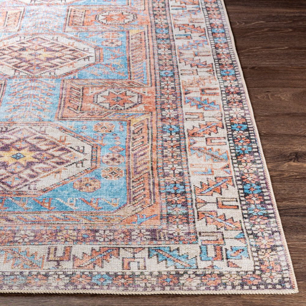 Livabliss Amelie Traditional Chenille Machine Woven Accent Rug for Entryway or Console Table Slate, Coral 2' x 2'11" AML2321-2211