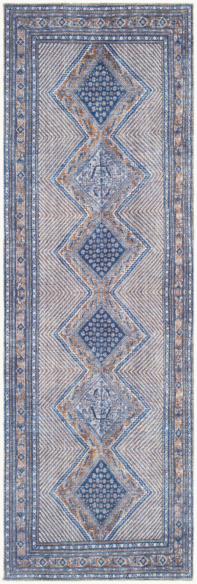 Livabliss Amelie Traditional Flatweave Chenille Rug Turkish Craft for Entryways and Bathrooms Dark Blue, Slat 2'7" x 7'10" AML2323-27710