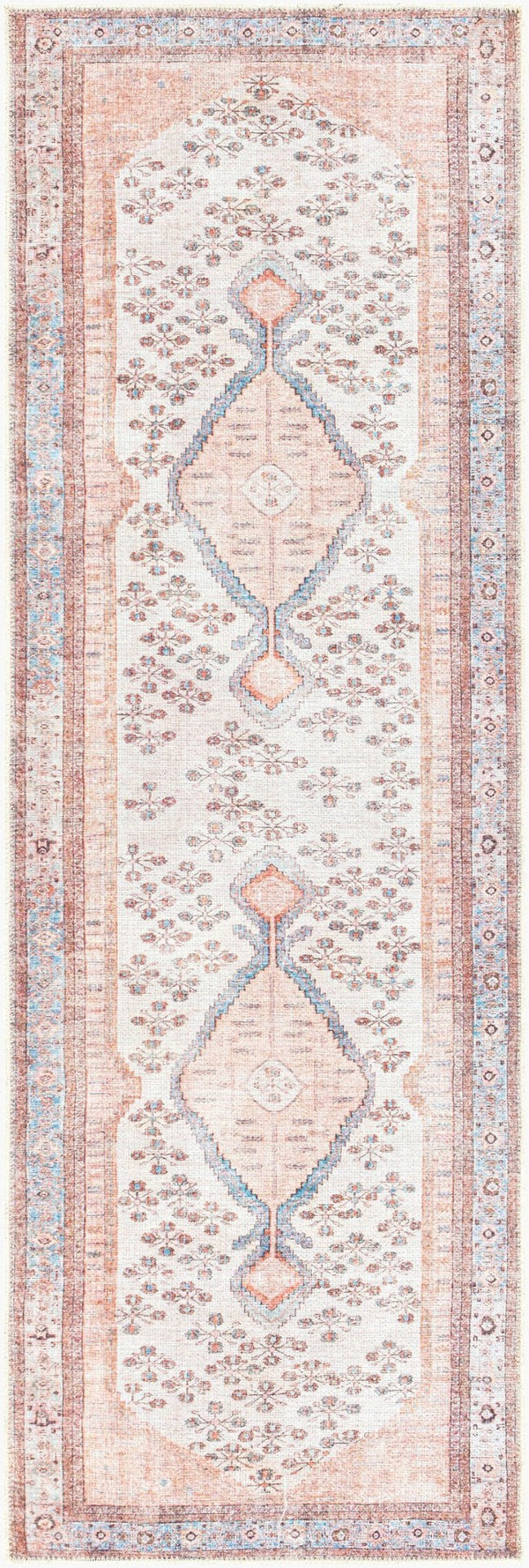 Livabliss Amelie Flatweave Chenille Area Rug Turkish Traditional Pattern for Entryways Hallways Blush, Light Gr 2'7" x 7'10" AML2326-27710