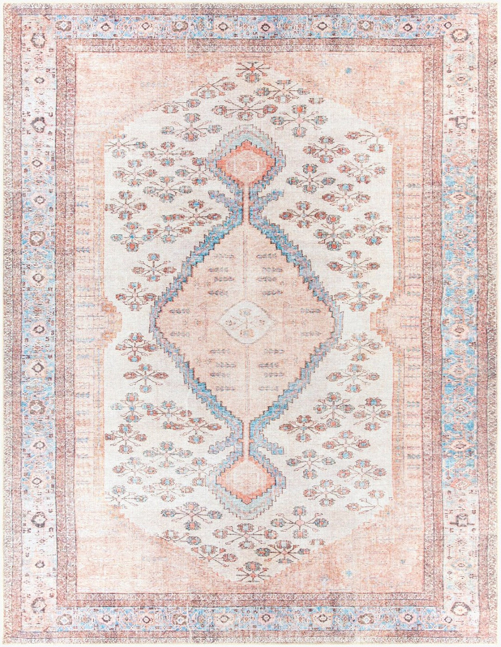 Livabliss Amelie Flatweave Chenille Area Rug Turkish Traditional Pattern for Entryways Hallways Blush, Light Gr 7'10" x 10'2" AML2326-710102