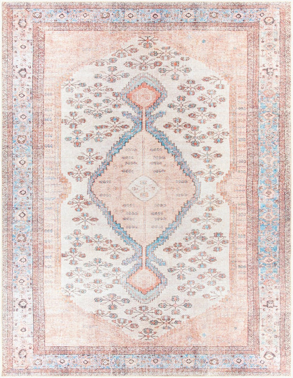 Livabliss Amelie Flatweave Chenille Area Rug Turkish Traditional Pattern for Entryways Hallways Blush, Light Gr 7'10" x 10'2" AML2326-710102