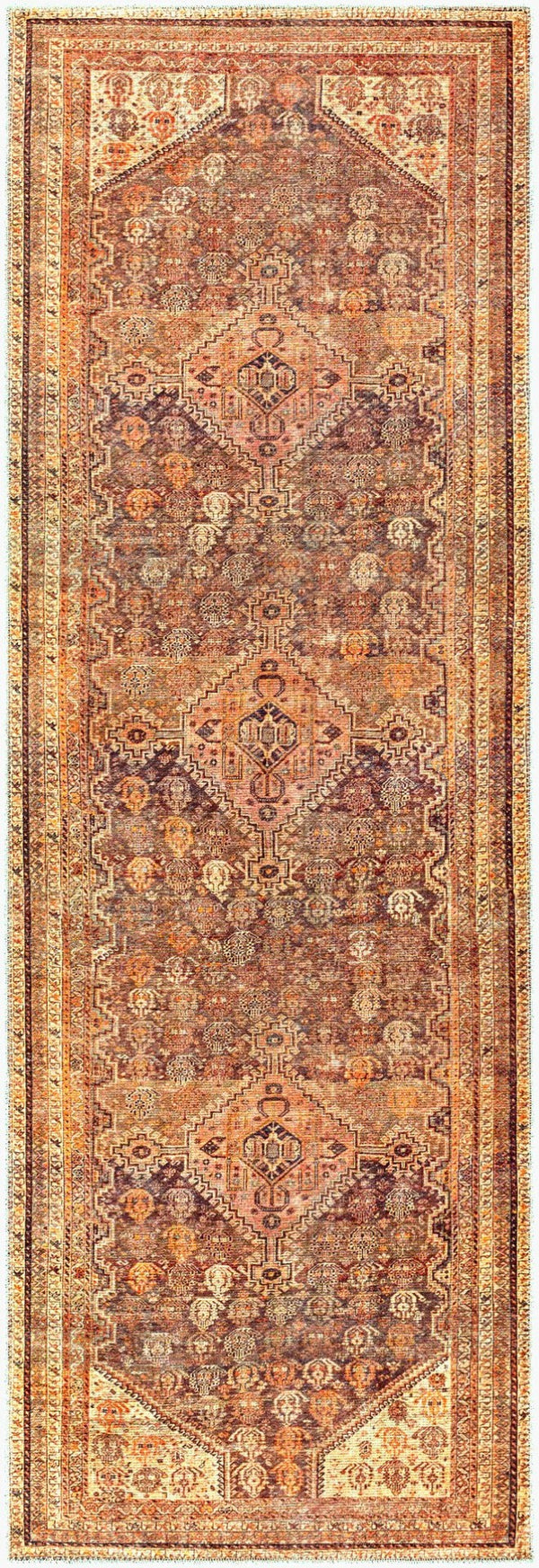 Livabliss Amelie Flatweave Runner Chenille Blend Rug for Hallways Entryways and High Traffic Spaces Brown, Saffron 2'7" x 7'10" AML2333-27710