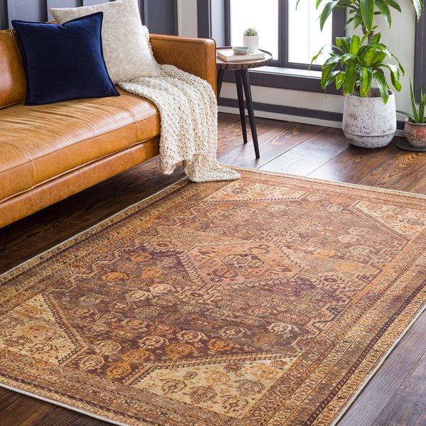 Livabliss Amelie Flatweave Runner Chenille Blend Rug for Hallways Entryways and High Traffic Spaces Brown, Saffron 8'10" x 12' AML2333-81012