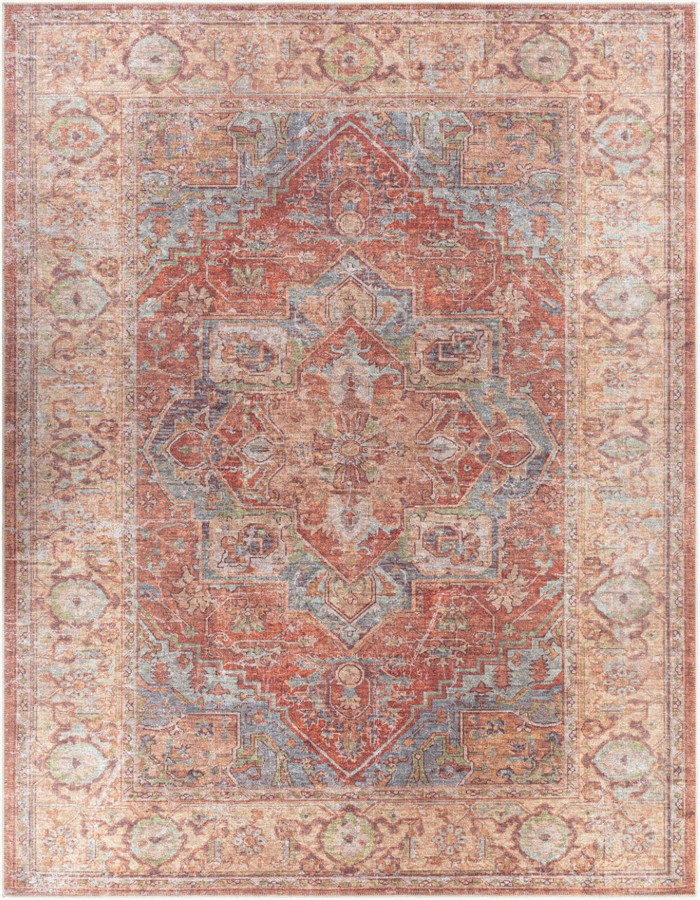 Livabliss Amelie Traditional Flatweave Chenille Area Rug for Living and Dining Rooms Denim, Burnt Or 7'10" x 10'2" AML2336-710102