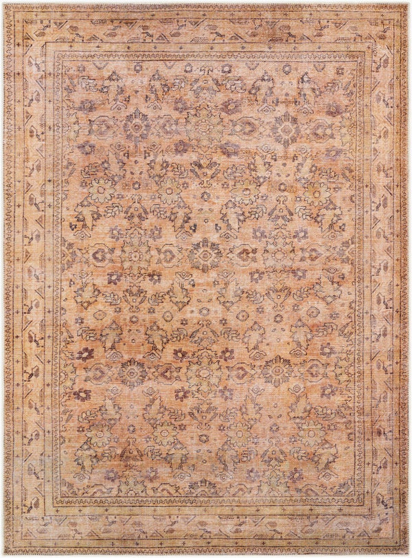 Livabliss Amelie Traditional Chenille Area Rug Soft Low Pile Machine Woven for Living Dining Rooms Brown, Mustard 7'10" x 10'2" AML2338-710102