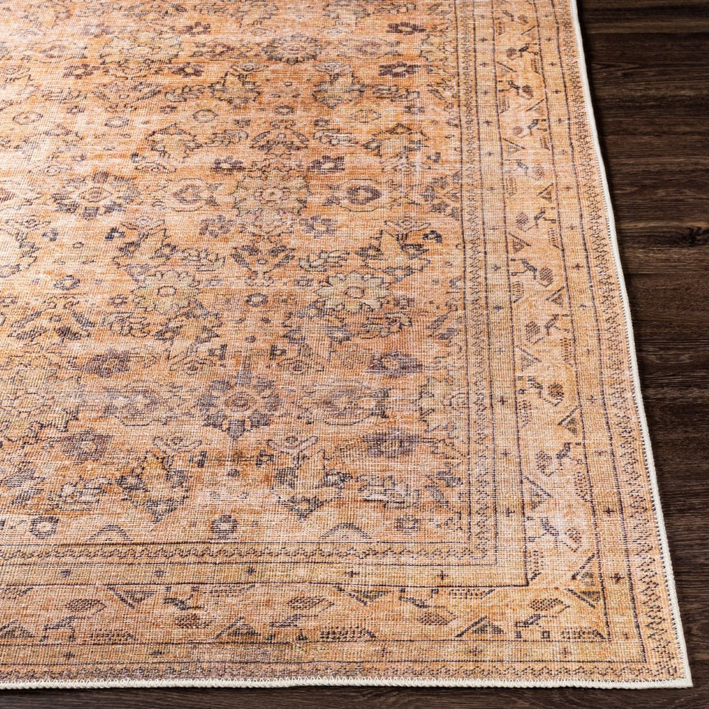 Livabliss Amelie Traditional Chenille Area Rug Soft Low Pile Machine Woven for Living Dining Rooms Brown, Mustard 7'10" x 10'2" AML2338-710102