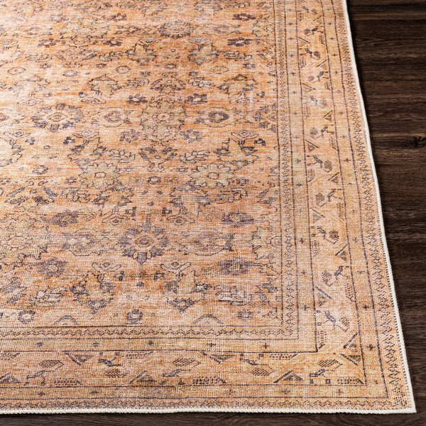 Livabliss Amelie Traditional Chenille Area Rug Soft Low Pile Machine Woven for Living Dining Rooms Brown, Mustard 7'10" x 10'2" AML2338-710102