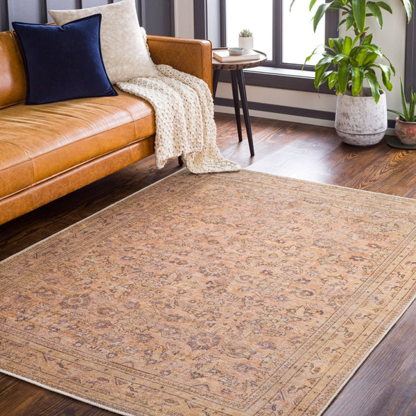 Livabliss Amelie Traditional Chenille Area Rug Soft Low Pile Machine Woven for Living Dining Rooms Brown, Mustard 7'10" x 10'2" AML2338-710102