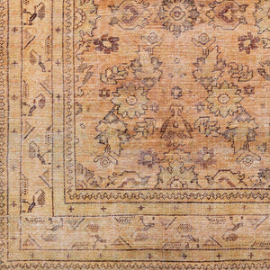 Livabliss Amelie Traditional Chenille Area Rug Soft Low Pile Machine Woven for Living Dining Rooms Brown, Mustard 7'10" x 10'2" AML2338-710102