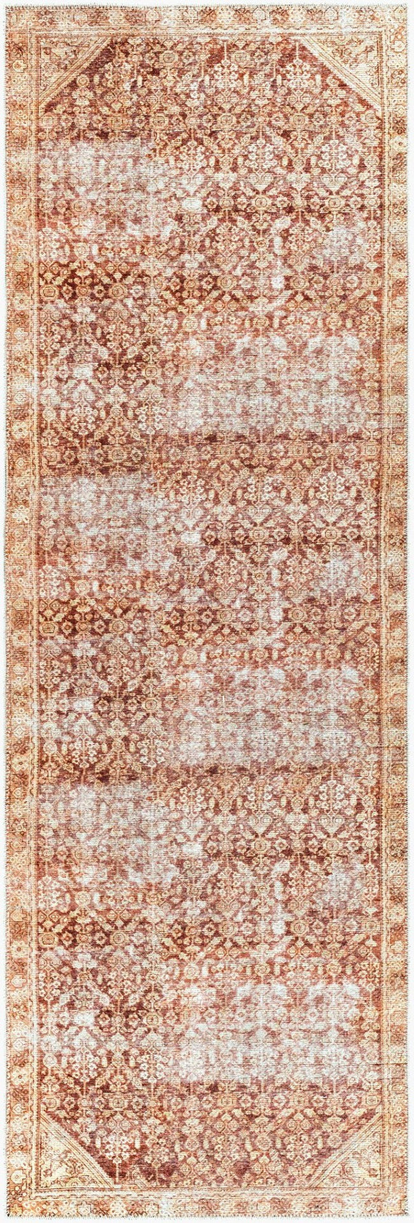 Livabliss Amelie Flatweave Turkish Area Rug Chenille Polyester Blend for Entryways and Hallways Brown, Mustard 2'7" x 7'10" AML2345-27710