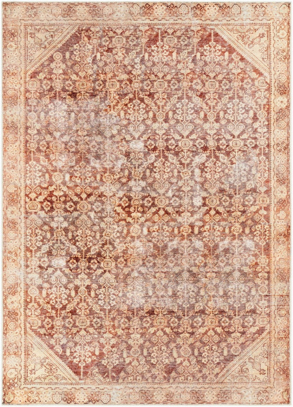 Livabliss Amelie Flatweave Turkish Area Rug Chenille Polyester Blend for Entryways and Hallways Brown, Mustard 2' x 2'11" AML2345-2211