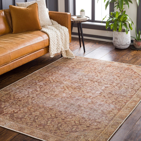 Livabliss Amelie Flatweave Turkish Area Rug Chenille Polyester Blend for Entryways and Hallways Brown, Mustard 2' x 2'11" AML2345-2211