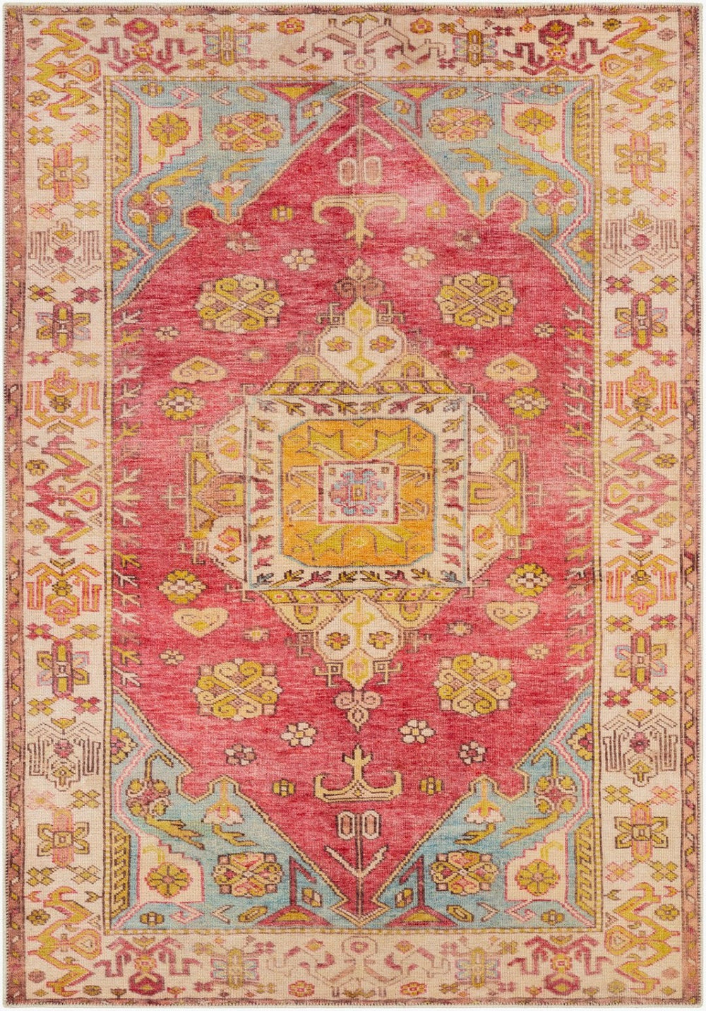 Livabliss Amelie Traditional Chenille Polyester Area Rug Soft Low Pile for Living and Dining Rooms Pink, Saffron 8'10" x 12' AML2346-81012