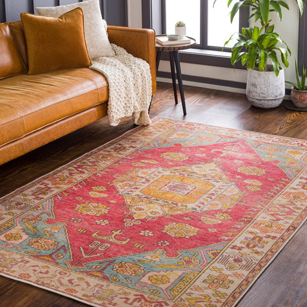 Livabliss Amelie Traditional Chenille Polyester Area Rug Soft Low Pile for Living and Dining Rooms Pink, Saffron 8'10" x 12' AML2346-81012