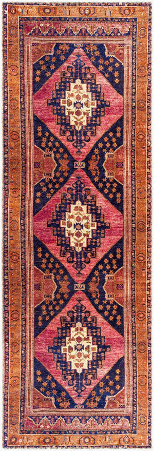 Livabliss Amelie Flatweave Chenille Area Rug Traditional Pattern for Entryways and Small Spaces Dark Blue, Rose 2'7" x 7'10" AML2347-27710