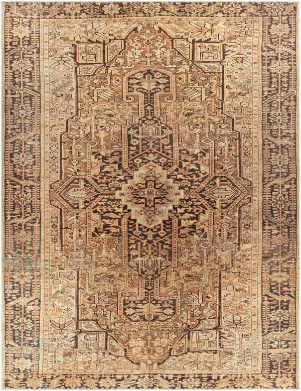 Livabliss Amelie Chenille Area Rug Traditional Motifs Soft Transitional Style for Living Rooms Mustard, Brown 7'10" x 10'2" AML2348-710102