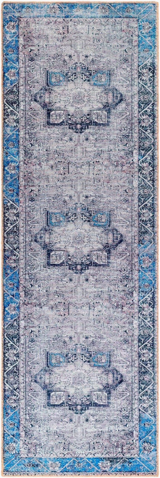 Livabliss Amelie Flatweave Runner Chenille Cotton Blend Traditional Hallway Entryway Rug Navy, Blue 2'7" x 18' AML2359-2718