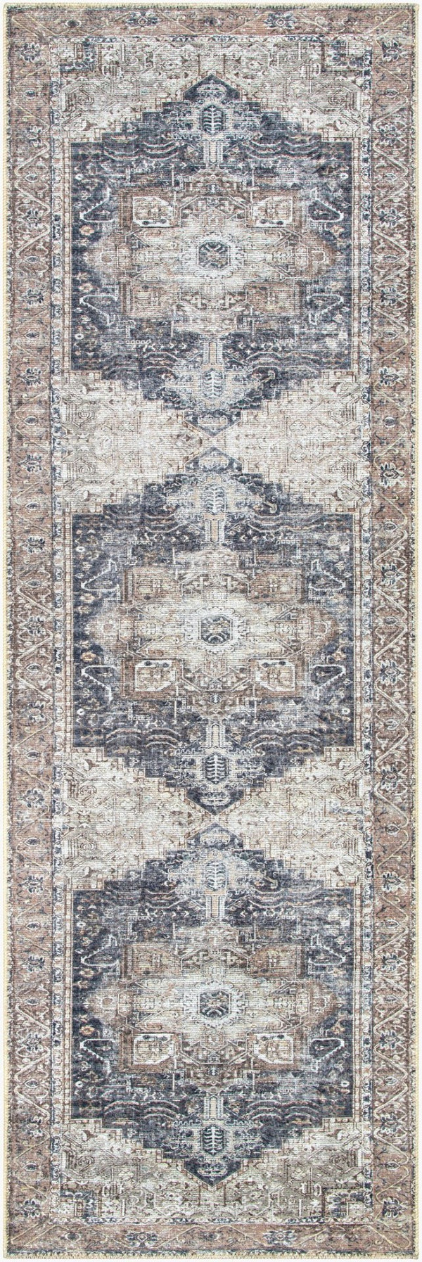 Livabliss Amelie Flatweave Turkish Area Rug Soft Chenille Cotton Blend for Entryways Ink Blue, Mediu 2'7" x 13'11" AML2360-2714