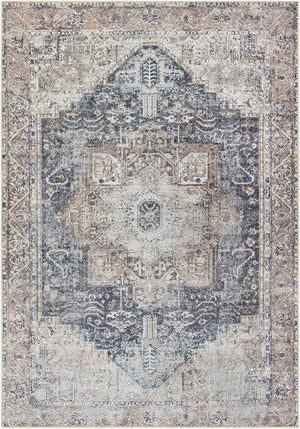 Livabliss Amelie Flatweave Turkish Area Rug Soft Chenille Cotton Blend for Entryways Ink Blue, Mediu 5'3" x 7'3" AML2360-5373