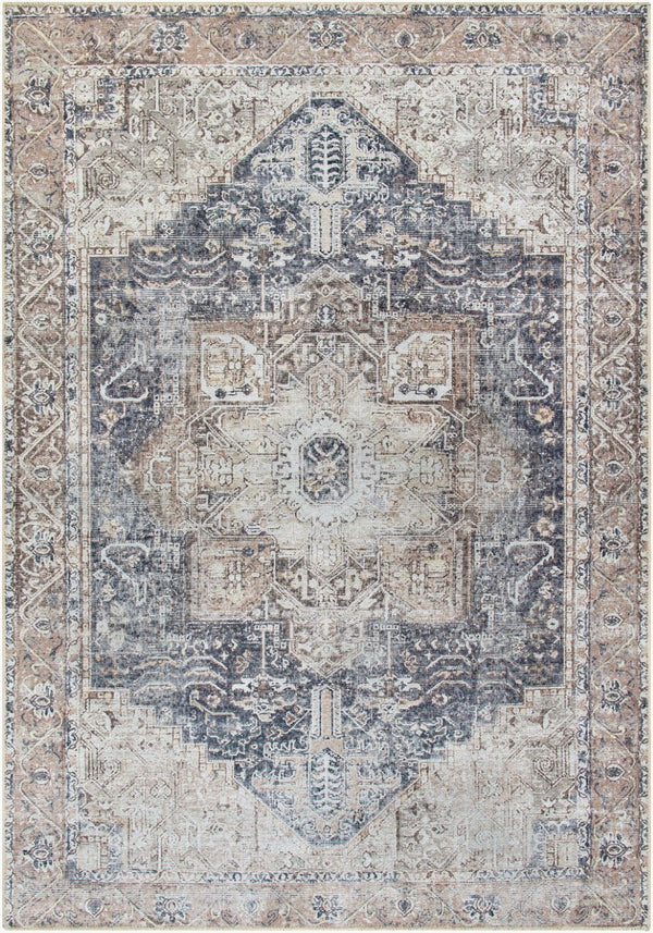 Livabliss Amelie Flatweave Turkish Area Rug Soft Chenille Cotton Blend for Entryways Ink Blue, Mediu 5'3" x 7'3" AML2360-5373