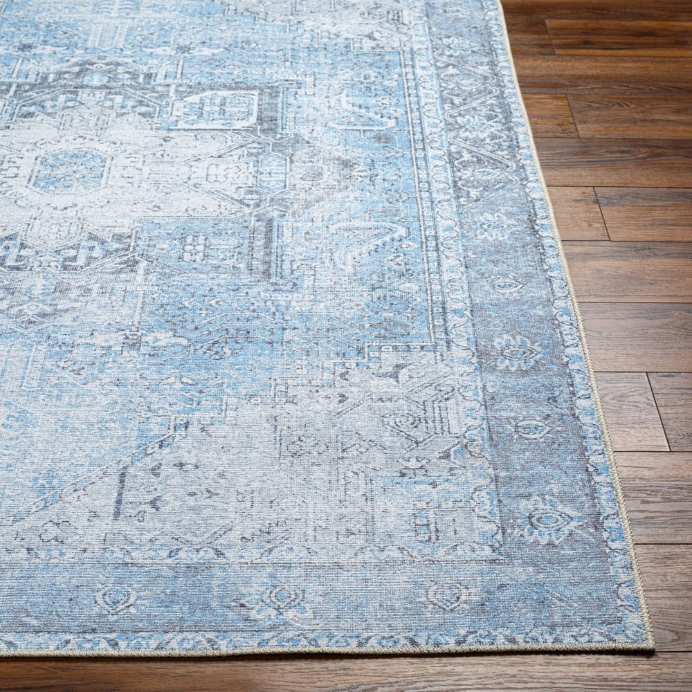 Livabliss Amelie Traditional Flat Weave Runner Rug Chenille Cotton Blend Hallway Accent Light Blue, Ice 6'7" x 9' AML2362-679