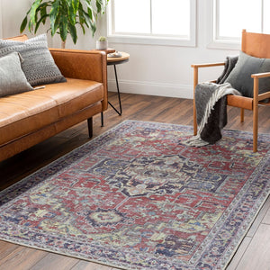 Livabliss Amelie Flatweave Polyester Accent Rug Turkish Traditional Pattern for Entryway or Bedside Burgandy, Dark 2' x 2'11" AML2372-2211