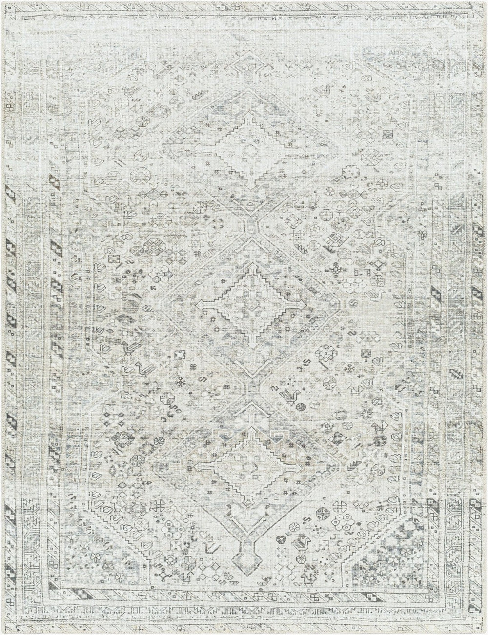 Livabliss Amelie Turkish Flatweave Polyester Accent Rug for Entryways Bathrooms and Bedside Areas White, Sage 5'3" x 7'3" AML2379-5373