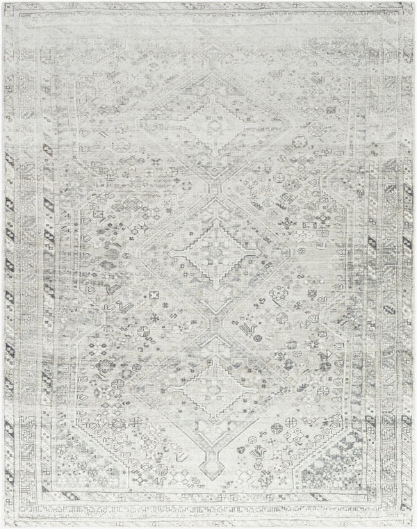 Livabliss Amelie Turkish Flatweave Polyester Accent Rug for Entryways Bathrooms and Bedside Areas White, Sage 7'10" x 10'2" AML2379-710102