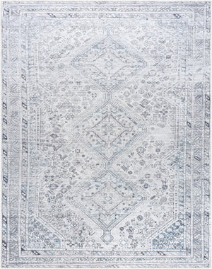 Livabliss Amelie Flatweave Polyester Area Rug Turkey Woven Traditional Pattern Entryway Accent White, Denim 7'10" x 10'2" AML2380-710102