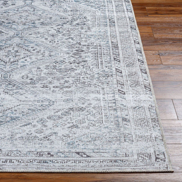Livabliss Amelie Flatweave Polyester Area Rug Turkey Woven Traditional Pattern Entryway Accent White, Denim 8'10" x 12' AML2380-81012