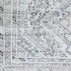 Livabliss Amelie Flatweave Polyester Area Rug Turkey Woven Traditional Pattern Entryway Accent White, Denim 8'10" x 12' AML2380-81012