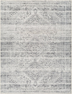 Livabliss Amelie Turkish Flatweave Polyester Area Rug for Entryways Baths and Bedroom Floors White, Charcoal 8'10" x 12' AML2381-81012
