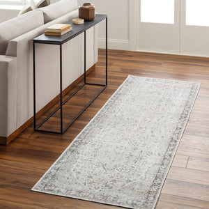 Livabliss Amelie Flatweave Chenille Area Rug Turkish Woven Traditional Pattern for Entryways Ivory, Taupe 2'7" x 7'10" AML2385-27710