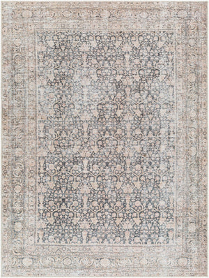 Livabliss Amelie Flatweave Polyester Rug Turkish Woven Traditional Pattern for Entryways Bath Black, Blush 5'3" x 7'3" AML2387-5373